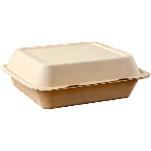 9x9 Molded Fiber Hinged Container